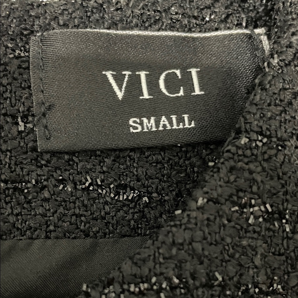Vici Black Midi Dress with Silver Accents - Picture 2 of 5